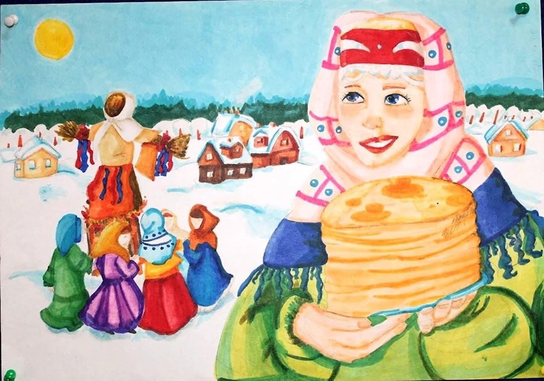 Рисование на тему масленица