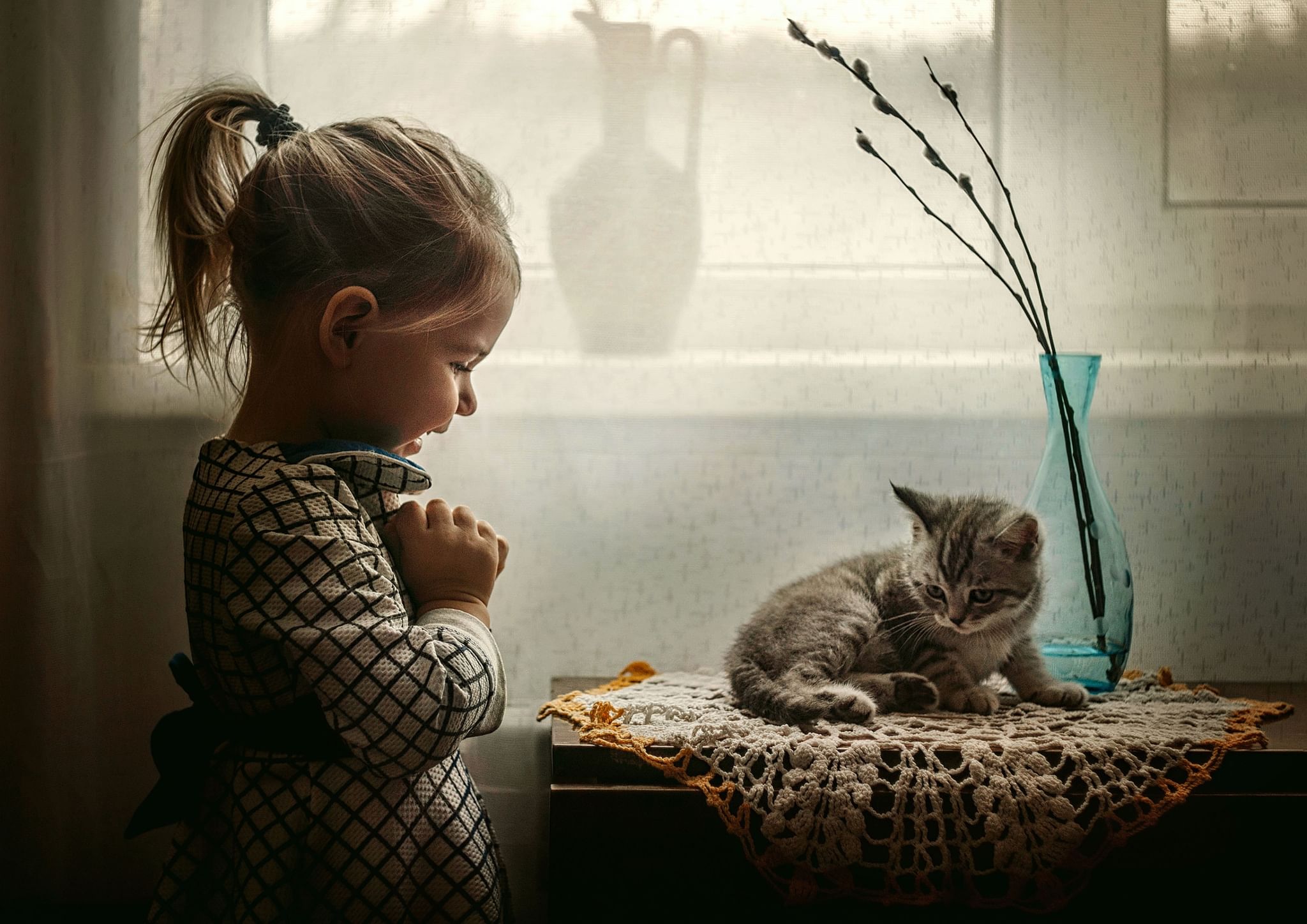 Девочка с котом картинка
