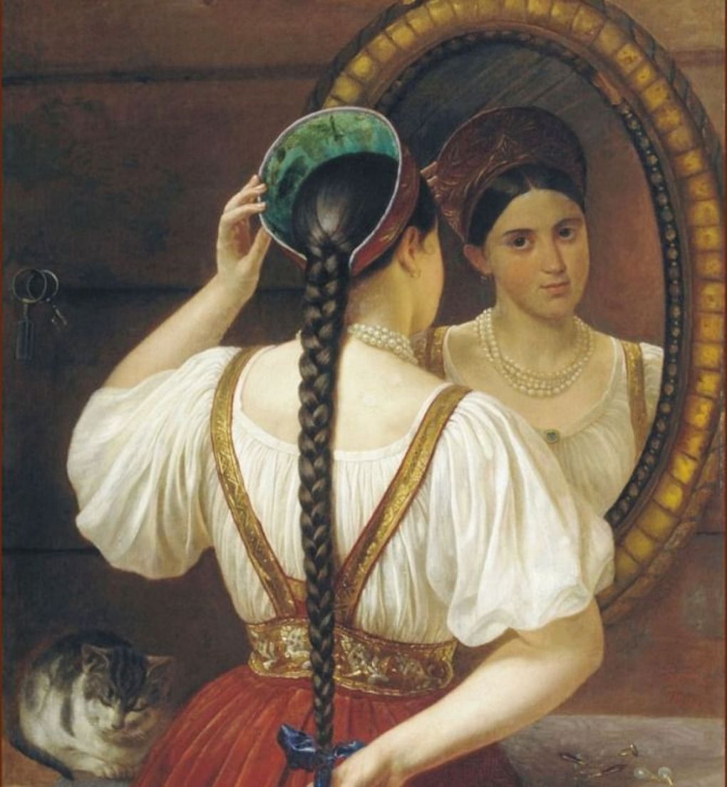 Ф.О. Будкин. Девушка перед зеркалом. 1848