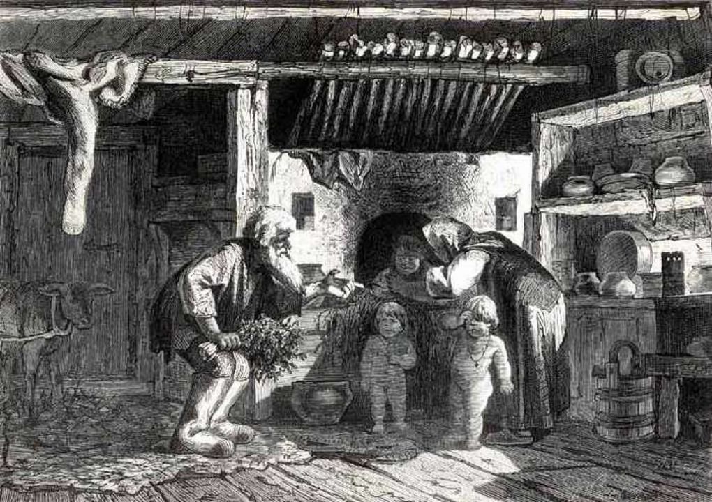 Мытье в печке. Гравюра, XIX век