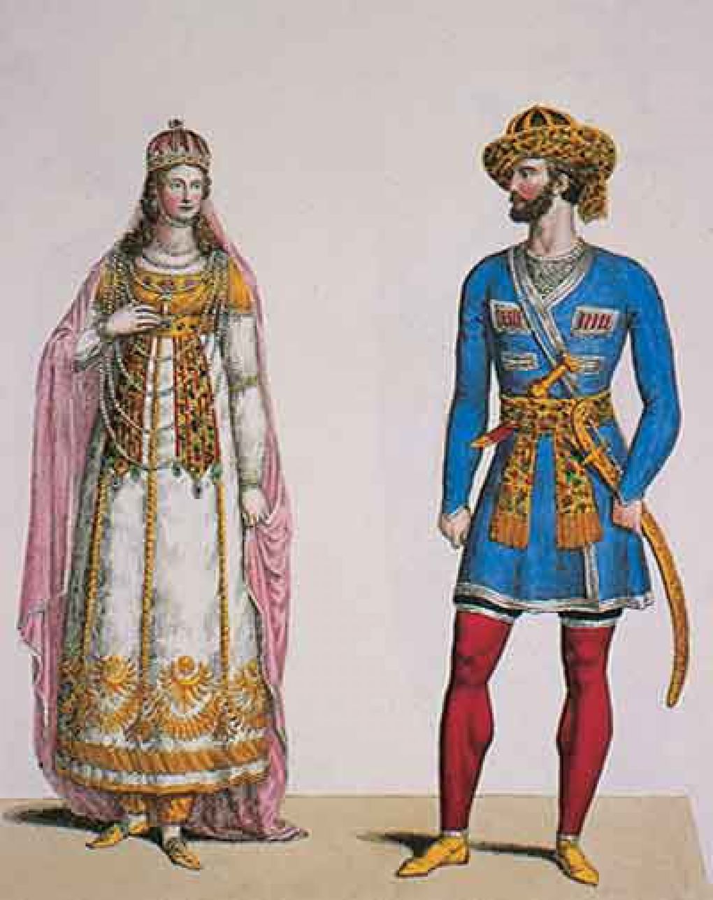 Великая княгиня Александра Федоровна и великий князь Николай Павлович в костюмах Лаллы Рук и принца Алириса. Бал 27 января 1822 года