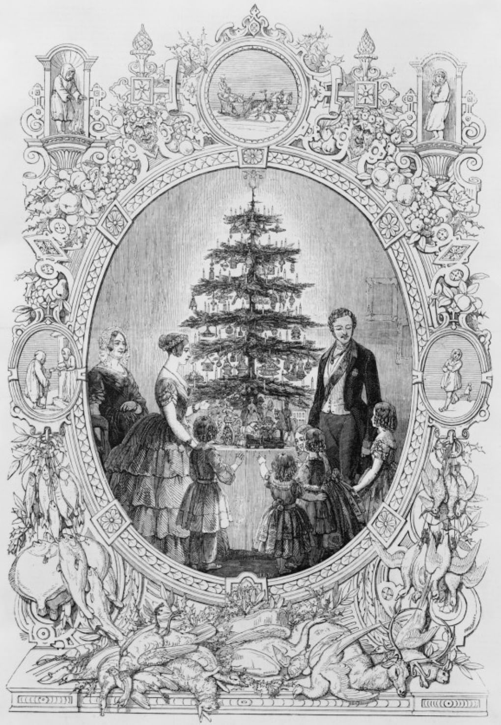 Рождественская елка в Виндзорском замке. 1848. Иллюстрация из газеты The Illustrated London News