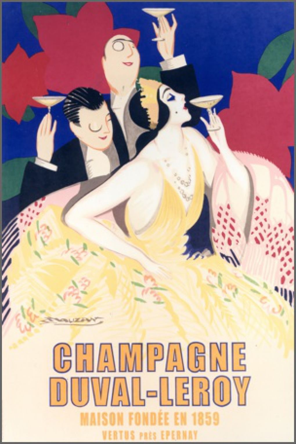 Реклама шампанского Duval-Leroy, 1920-е. Художник — Achille Luciano Mauzan