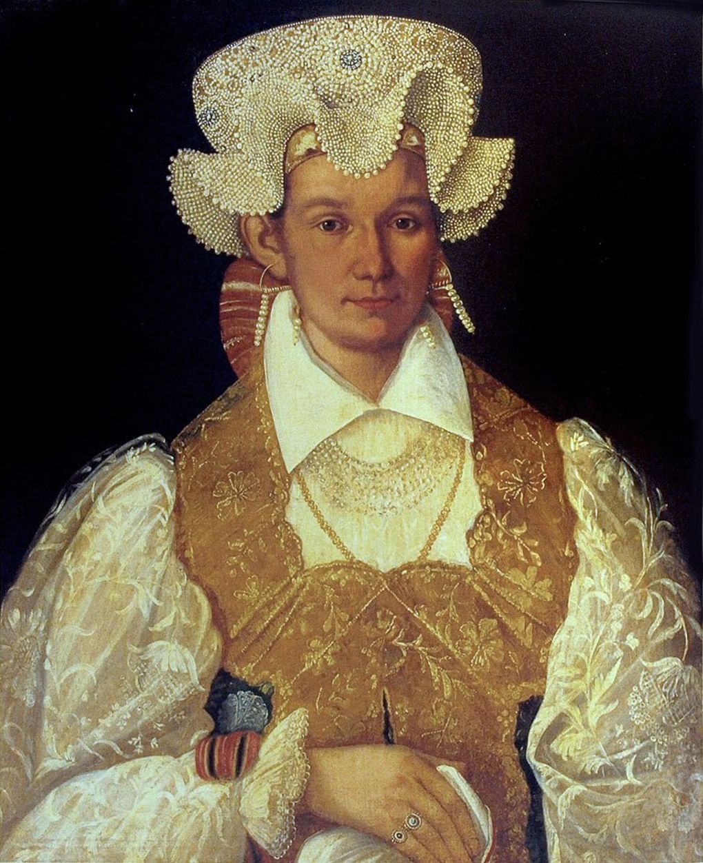 Абрам Клюквин. Портрет новгородской крестьянки с белым платком в руке. 1830-е