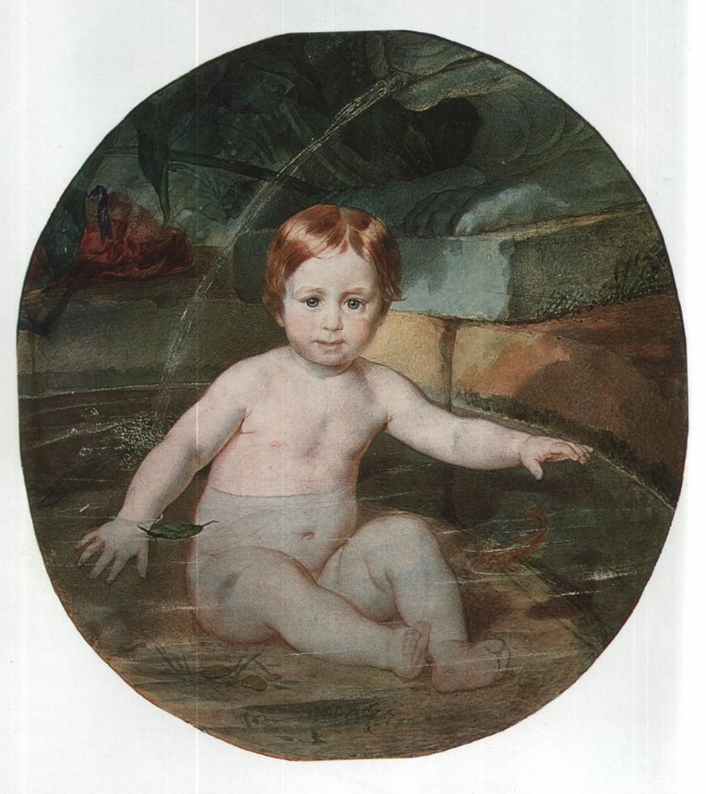 Карл Брюллов. Портрет А.Г. Гагарина (Ребенок в бассейне). 1829. Третьяковская галерея
