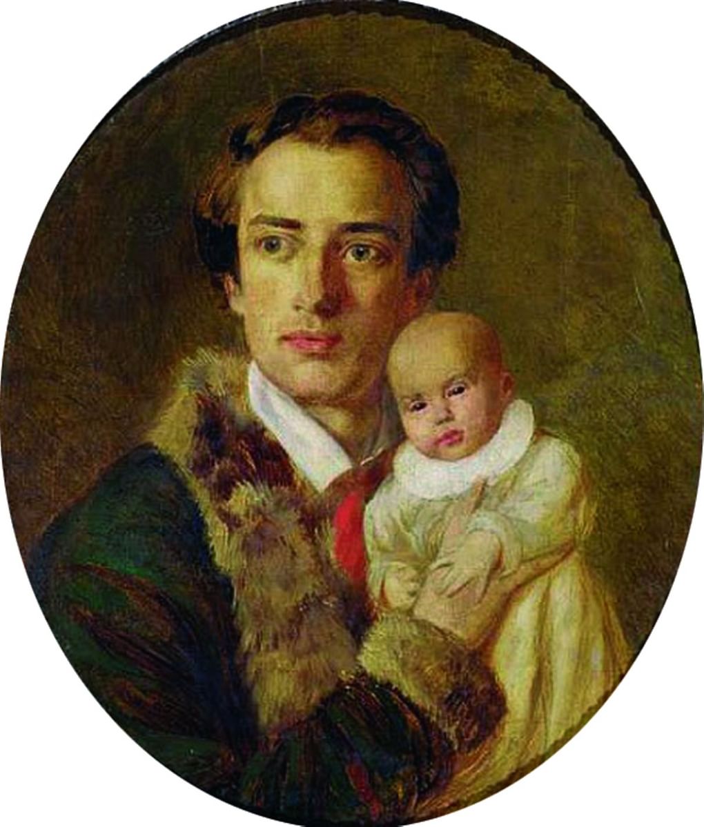 Александр Витберг. Портрет Александра Герцена с сыном. 1836. Дом-музей А.И. Герцена