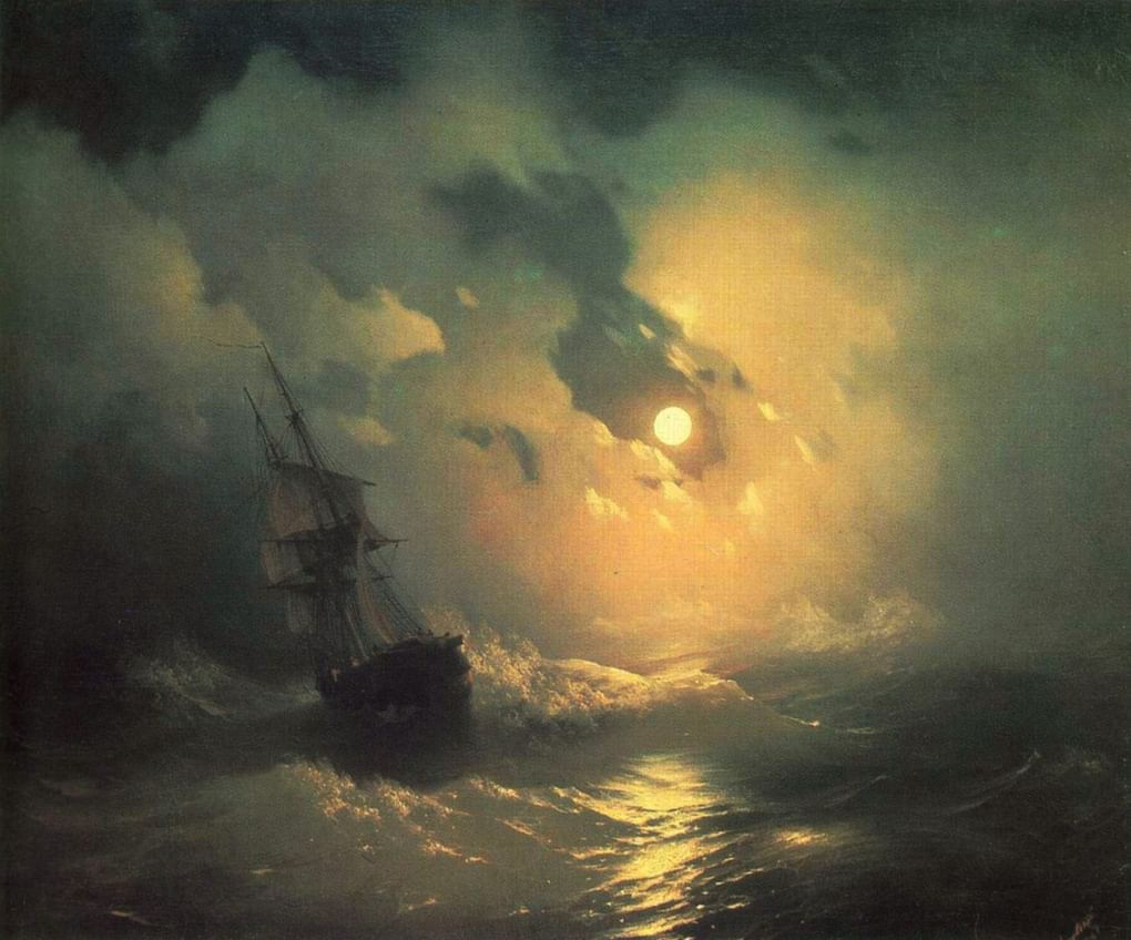 Иван Айвазовский. Буря на море ночью. 1849