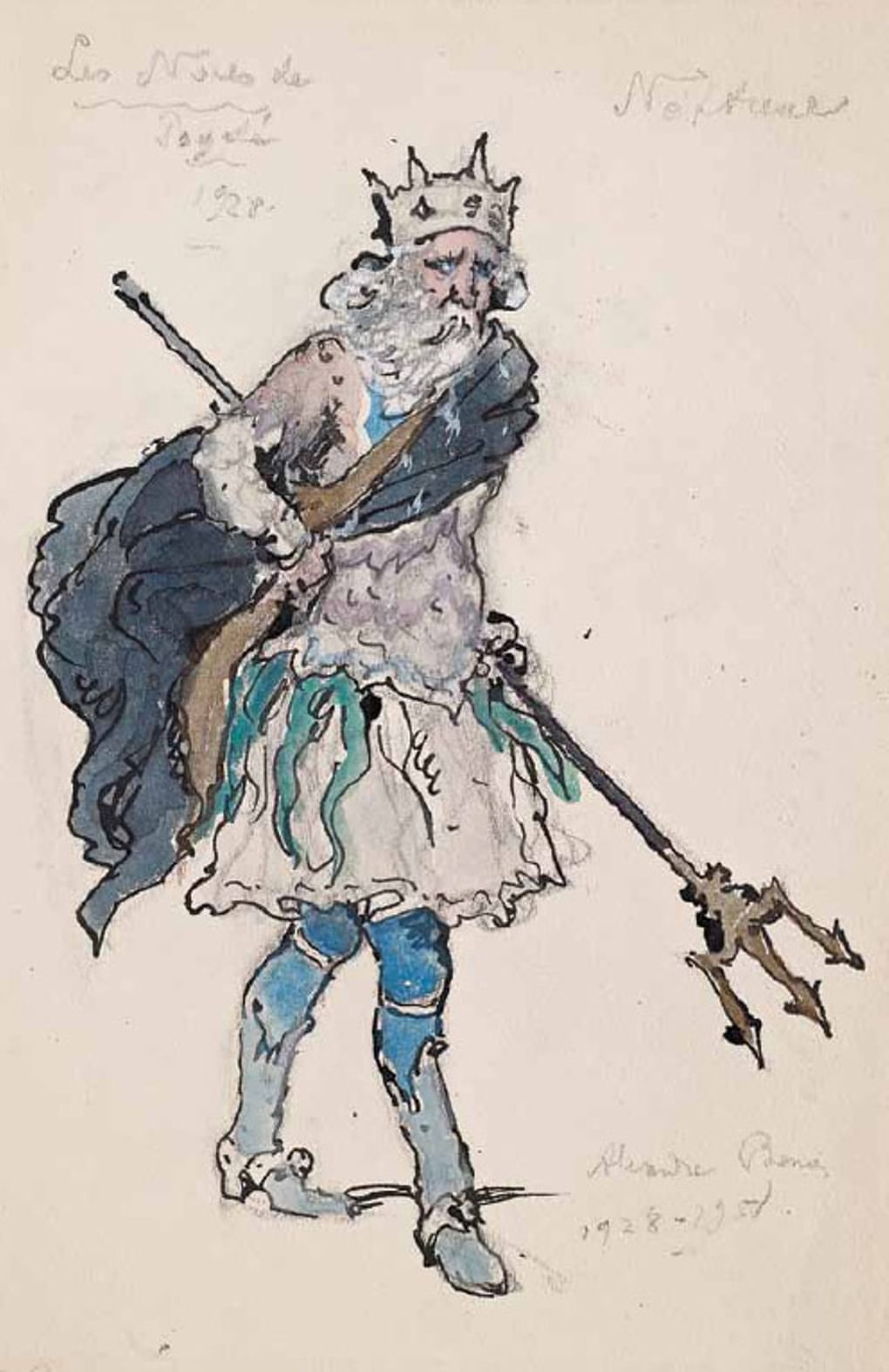 Александр Бенуа. Эскиз костюма Нептуна к балету «Амур и Психея». 1928