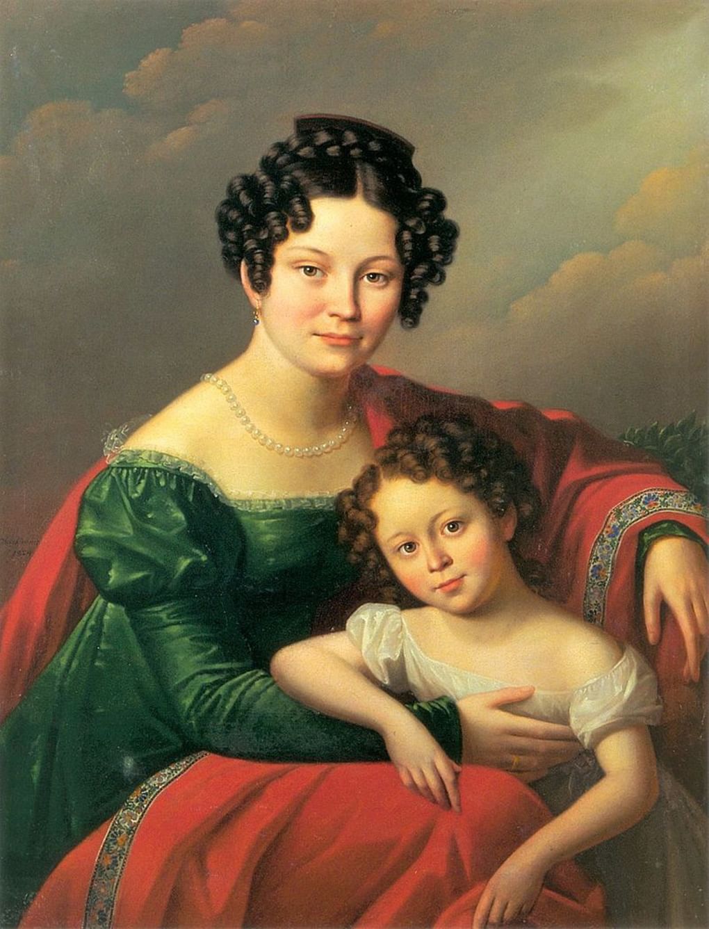 Юзеф Олешкевич. Портрет молодой женщины с ребёнком.1824 год