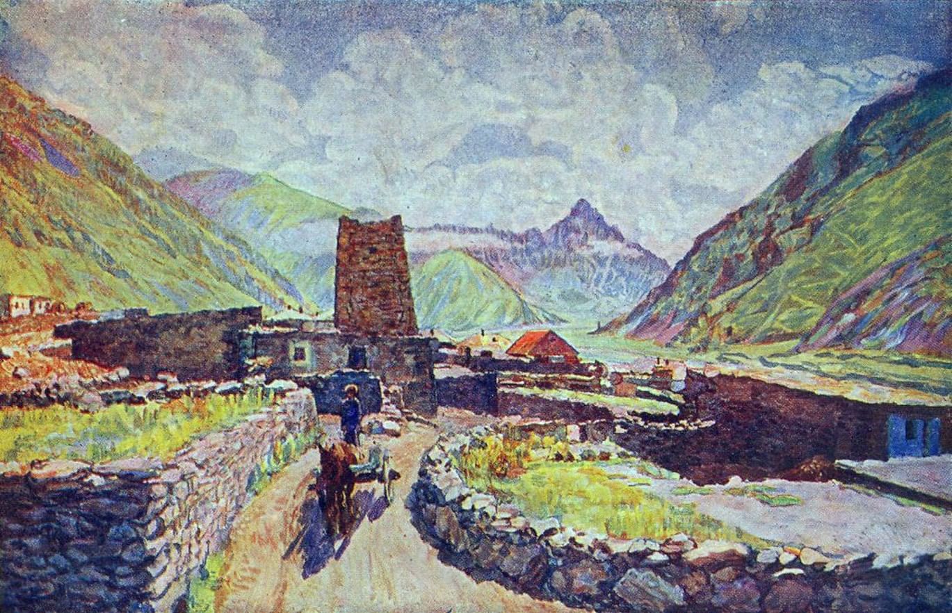 Живопись Дагестана горы и сакли