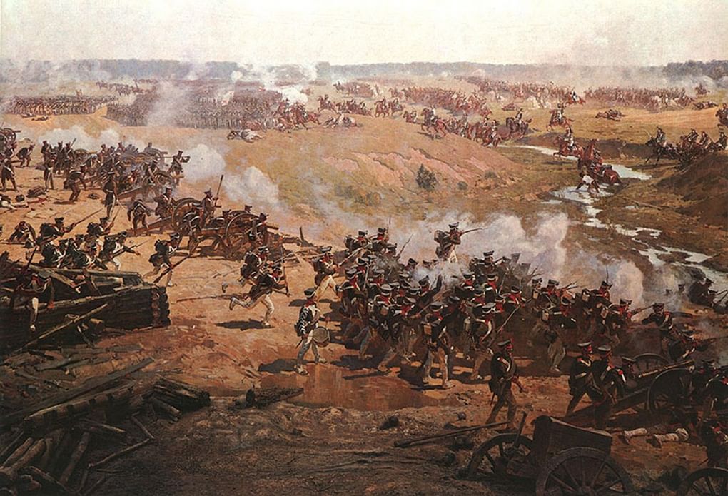 Франц Рубо. Гвардейские полки отражают атаки французской кавалерии. 1912