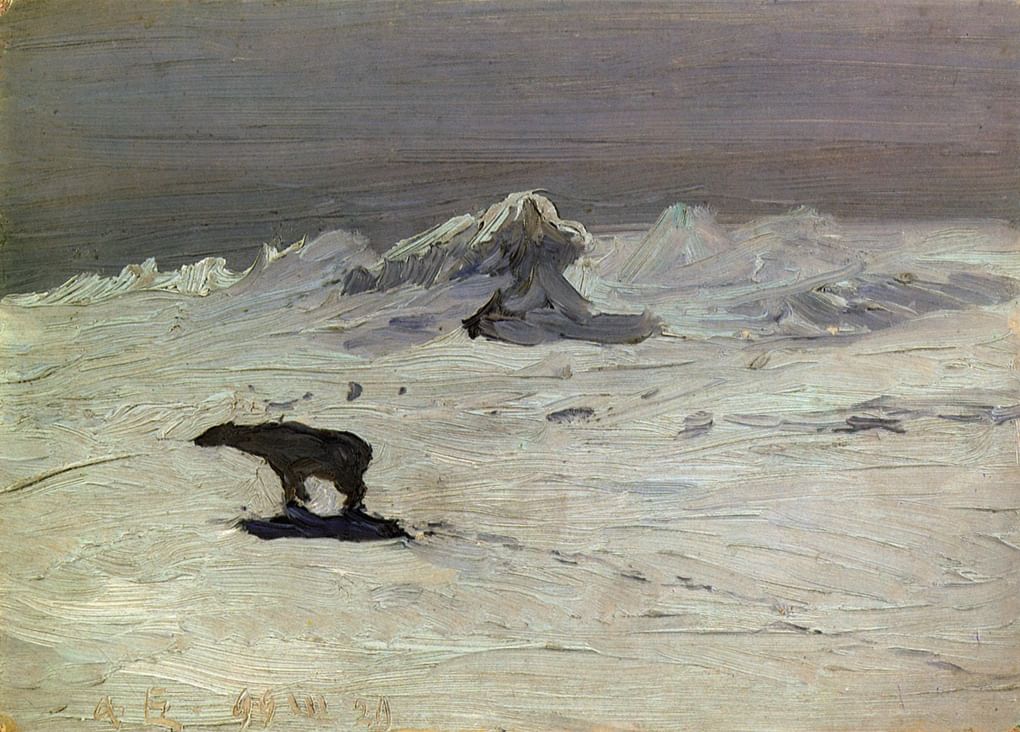 Александр Борисов. Лунная ночь. Медведь на охоте. 1899