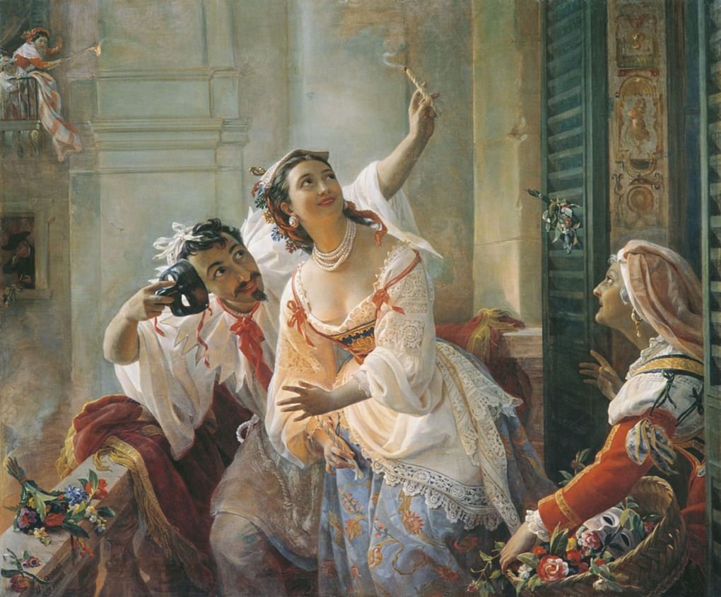 Пимен Орлов. Сцена из римского карнавала. 1859. ГРМ
