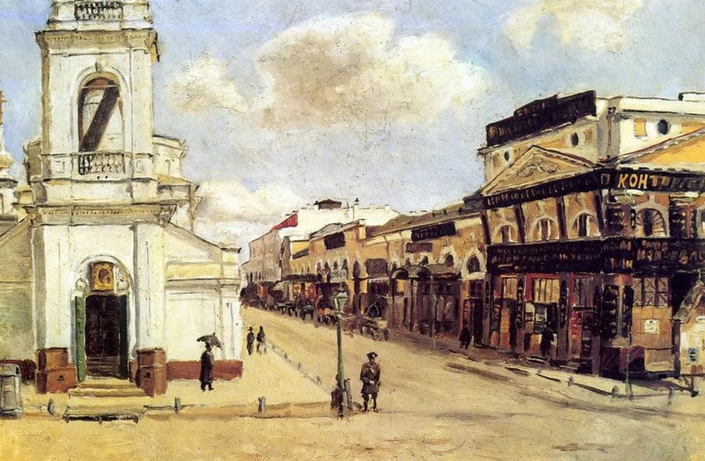 Неизвестный художник. Вид Старых торговых рядов в Москве. 1870-1880-е