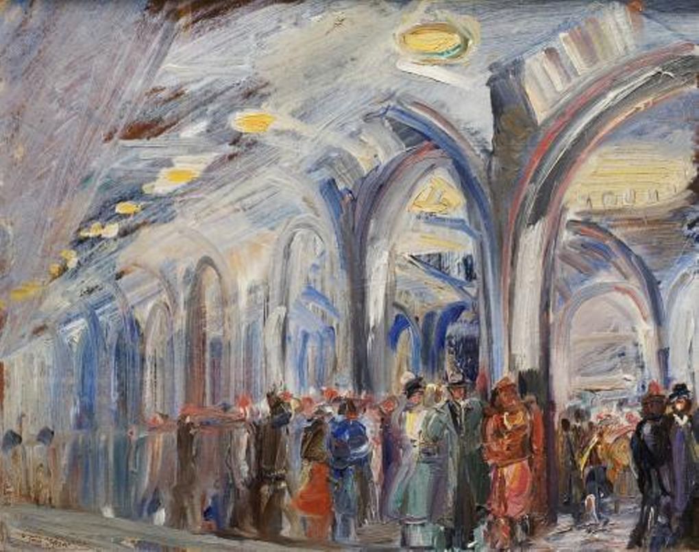 Александр Лабас. В метро. 1940-е. Частное собрание