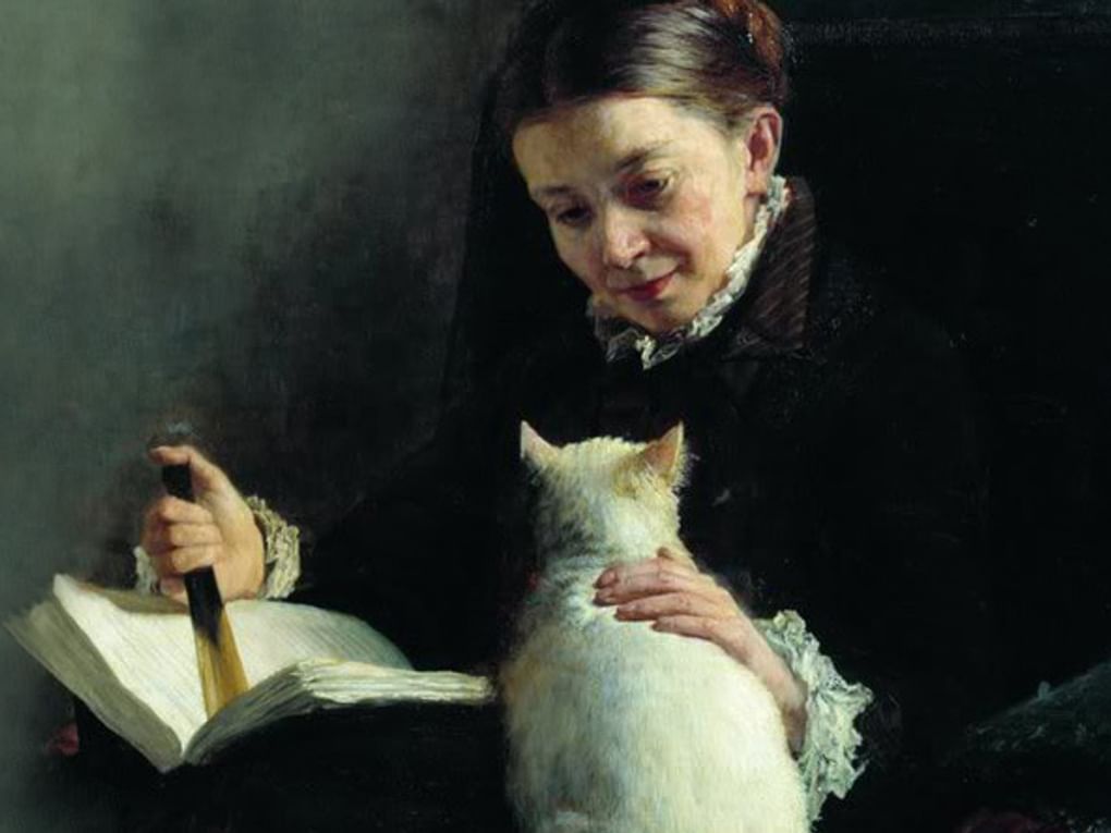 Николай Ярошенко. Портрет дамы с кошкой (фрагмент). 1880. Калужский областной художественный музей, Калуга