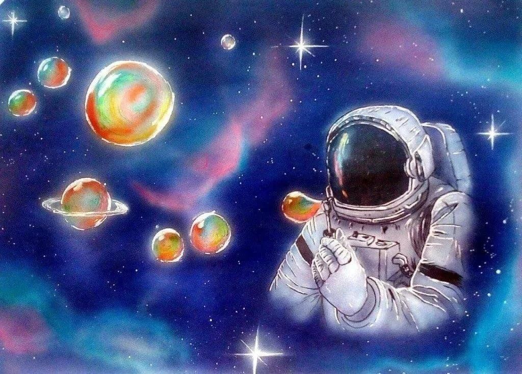 Красивый рисунок на день космонавтики