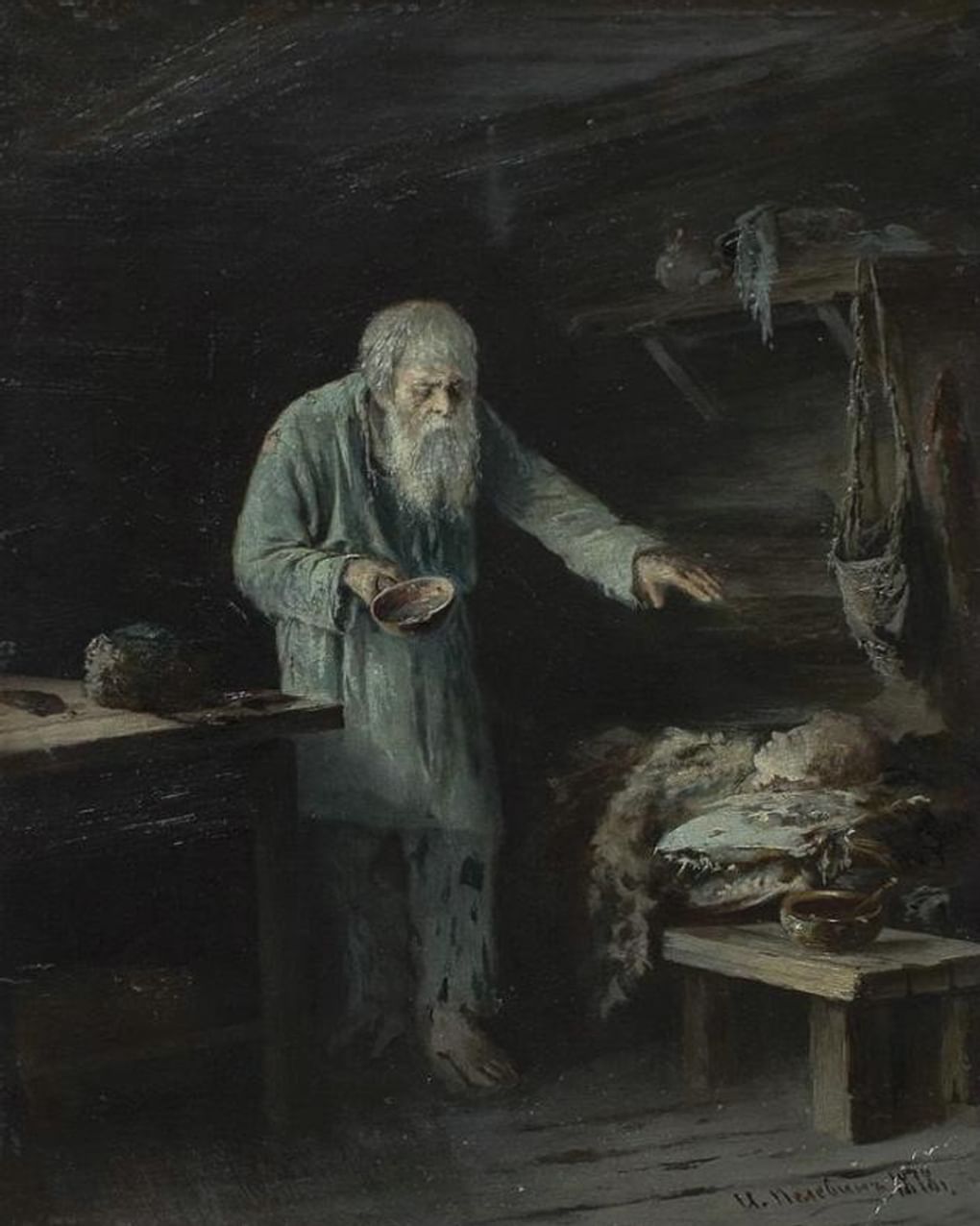 Иван Пелевин. Слепой старик у больной. 1878. Иркутский областной художественный музей им. В.П. Сукачева, Иркутск