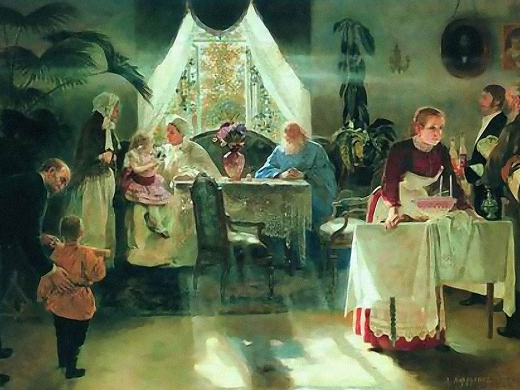 Алексей Корзухин. Бабушкин праздник (фрагмент). 1893. Государственный Русский музей, Санкт-Петербург