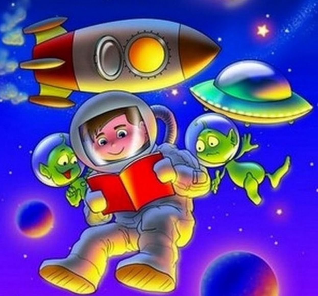 Открытки ко Дню космонавтики для детей