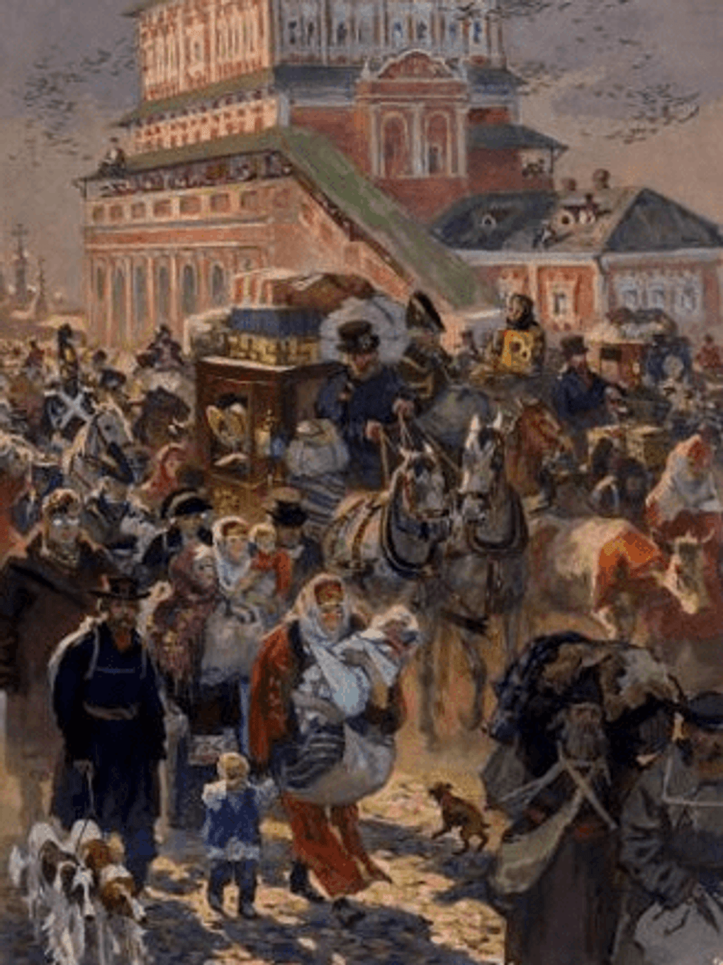 Андрей Николаев. Уход жителей из Москвы (фрагмент). Иллюстрация к роману Льва Толстого «Война и мир». 1971–1975. Музей-панорама «Бородинская битва», Москва
