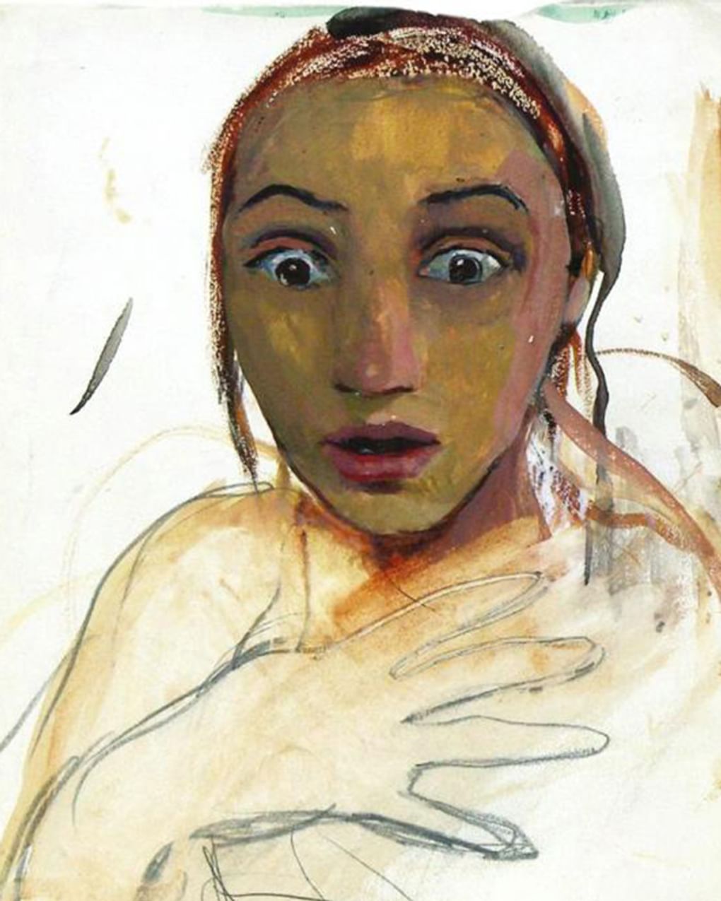 Зинаида Серебрякова. Испуганная. Автопортрет (фрагмент). Около 1917. Вологодская областная картинная галерея, Вологда