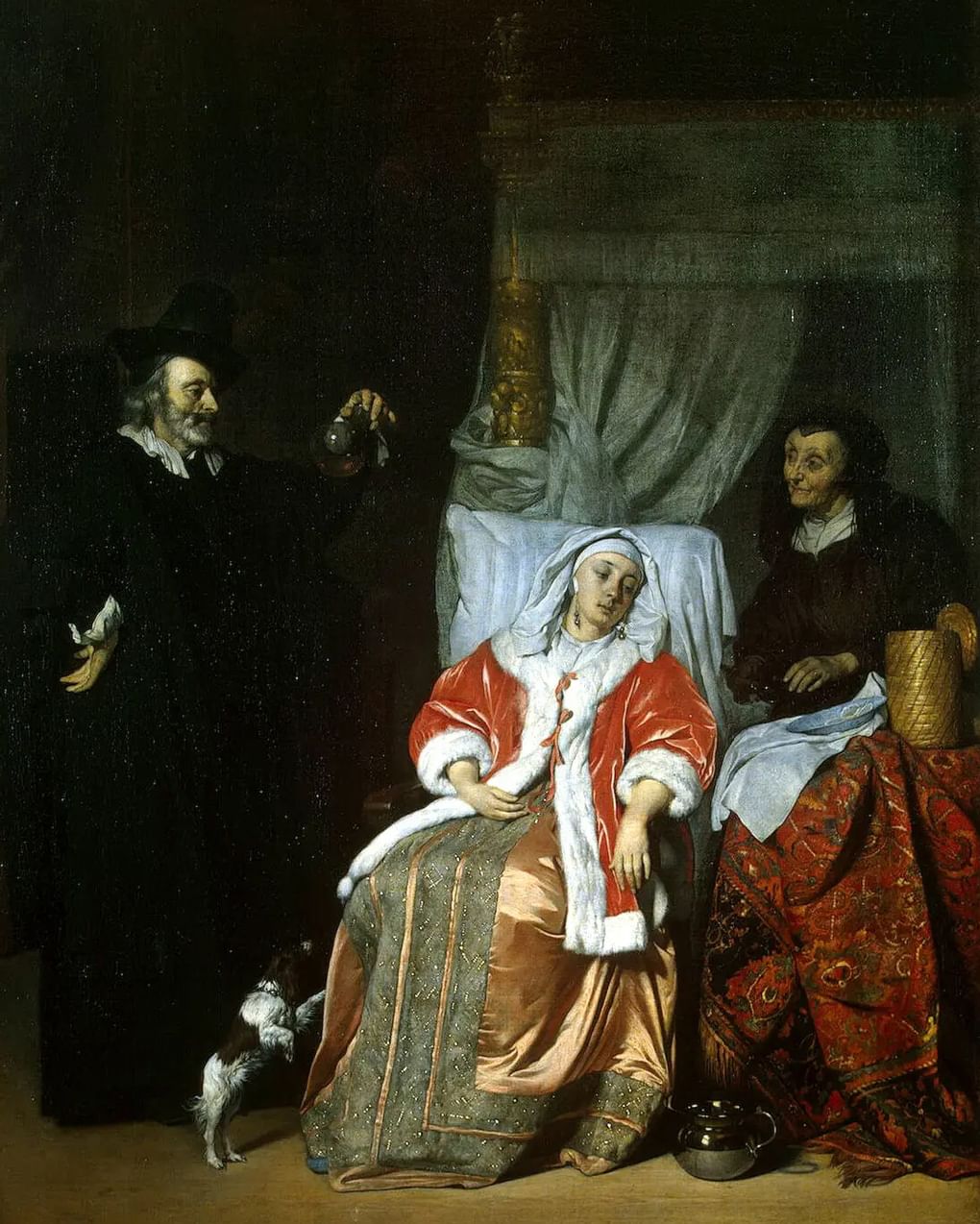 Габриель Метсю. Больная и врач (фрагмент). 1660–е. Государственный Эрмитаж, Санкт-Петербург