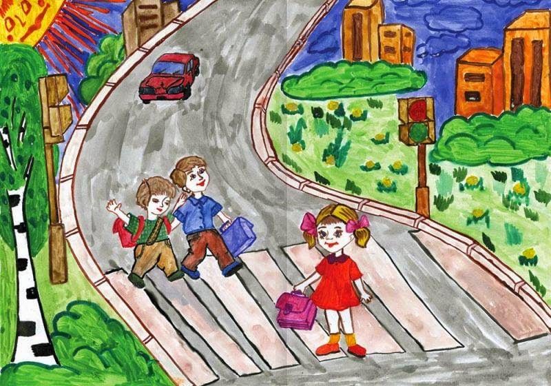 На картинке был нарисован. Рисунок ПДД. Рисунок по правилам дорожного движения. Дорога глазами детей. Рисунок на тему дорожное движение.