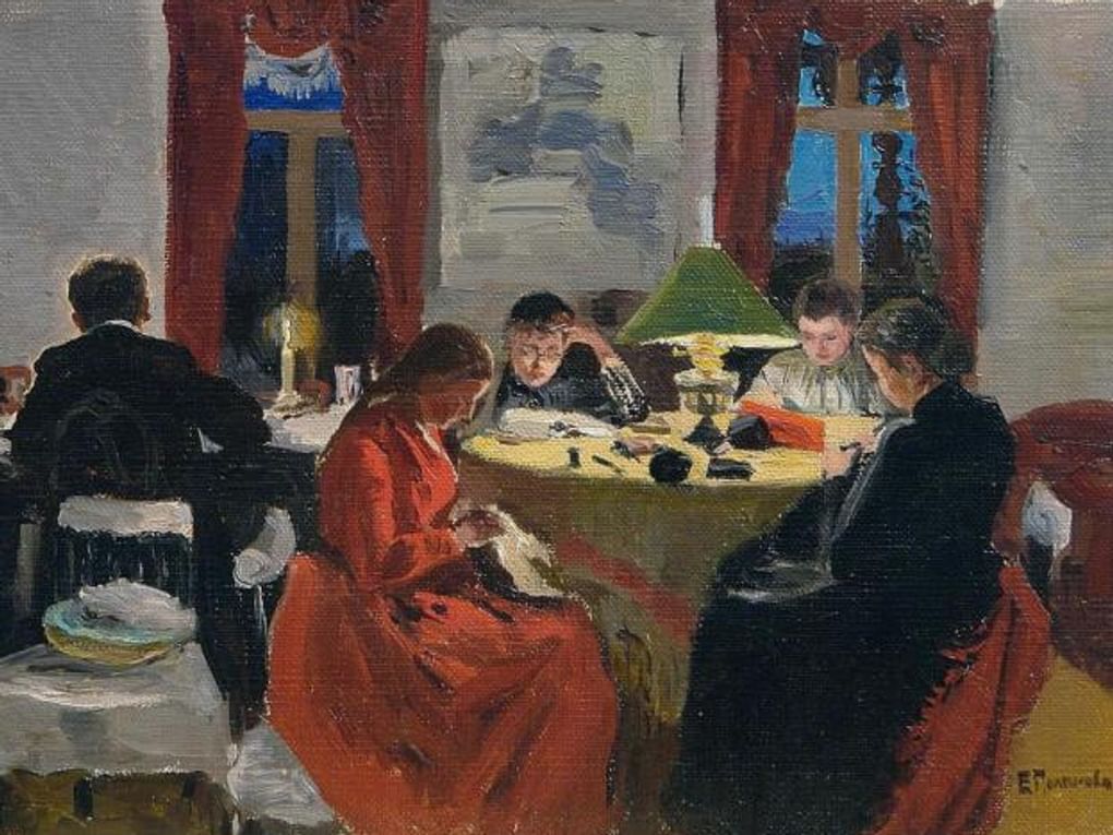 Елена Поленова. За чтением. Нельшевка. На даче Антиповых (фрагмент). 1889. Ярославский художественный музей, Ярославль