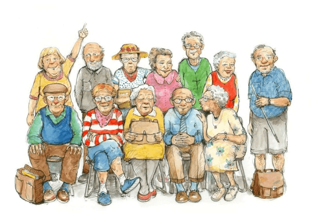 Много пожилых людей. Бабушка и дедушка. Пожилые люди рисунки. Много бабушек и дедушек. Пожилые люди карикатуры.