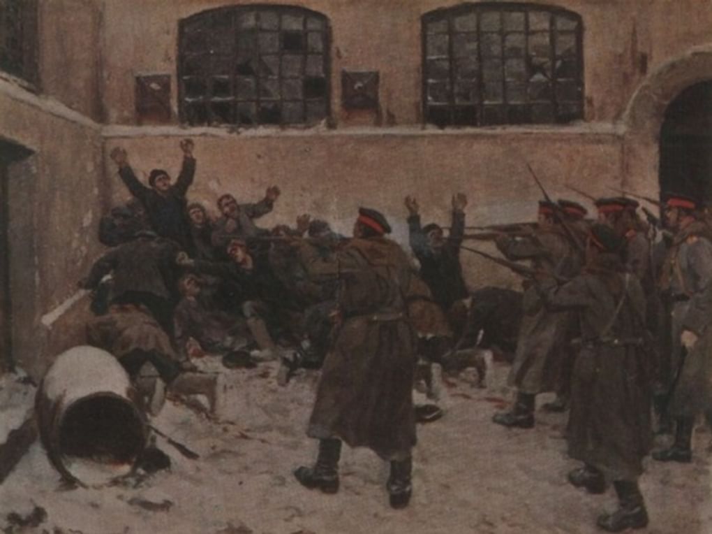 Иван Владимиров. Расстрел на Пресне в декабре 1905 года (фрагмент). 1906. Музей современной истории России, Москва