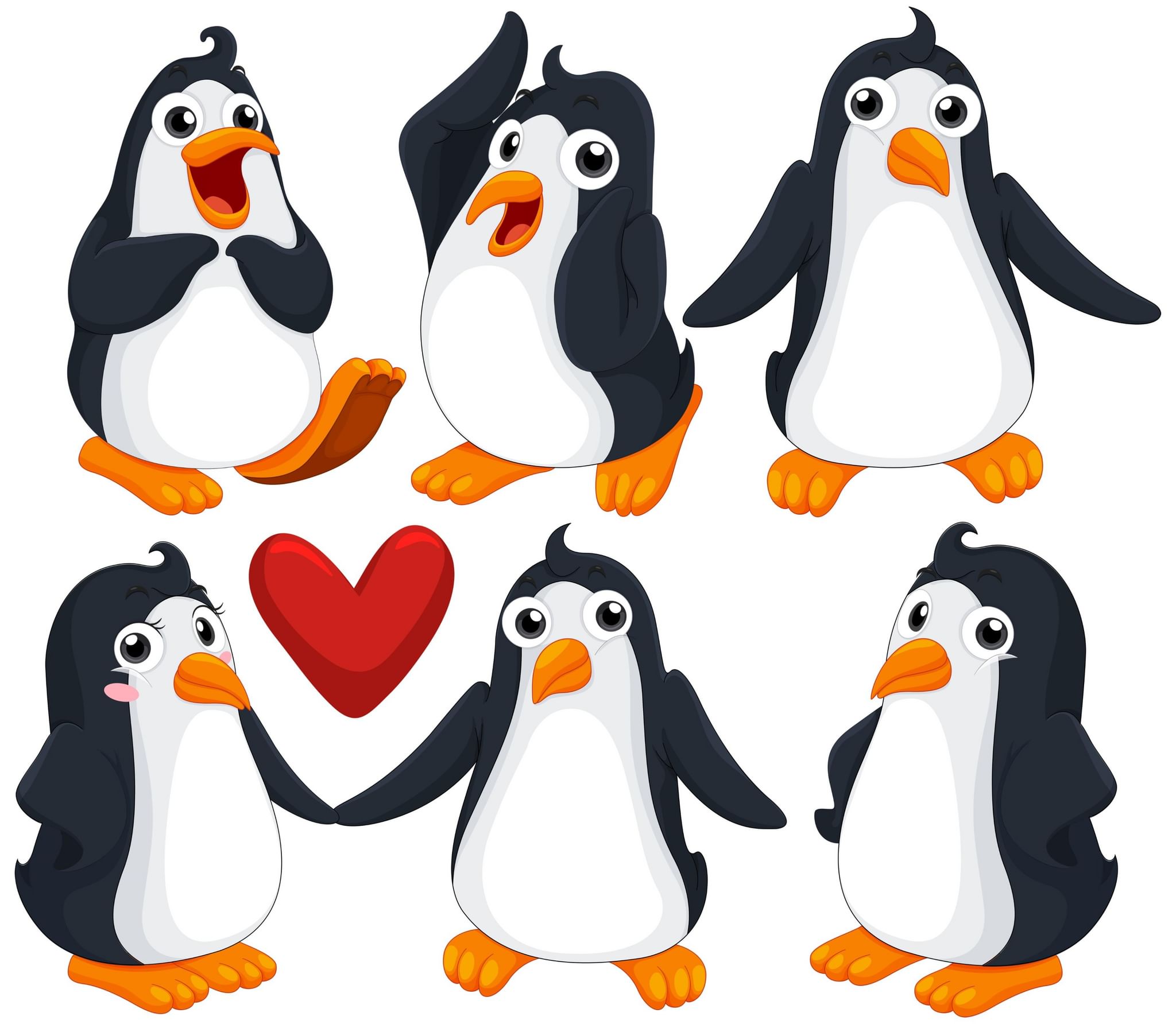 Пингвины в разных позах