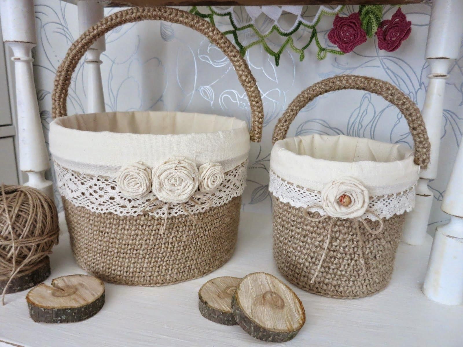 Плетеные корзины из шпагата