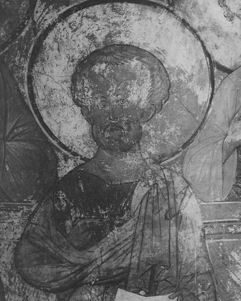 Андрей Рублев. Деталь фрески Страшный Суд с изображением апостола Марка. Успенский собор, Владимир. 1948–1952 годы. Фотография: Вишневский / Мультимедиа Арт Музей, Москва