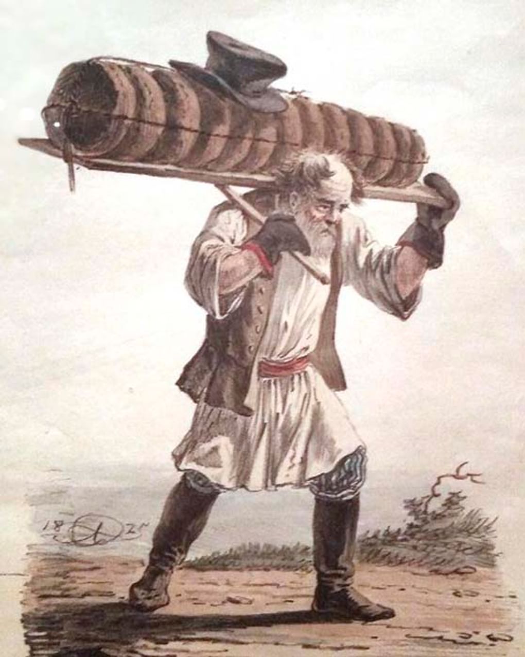 Александр Орловский. Пекарь, переносящий хлеб (фрагмент). 1825. Академия акварели и изящных искусств Сергея Андрияки, Москва