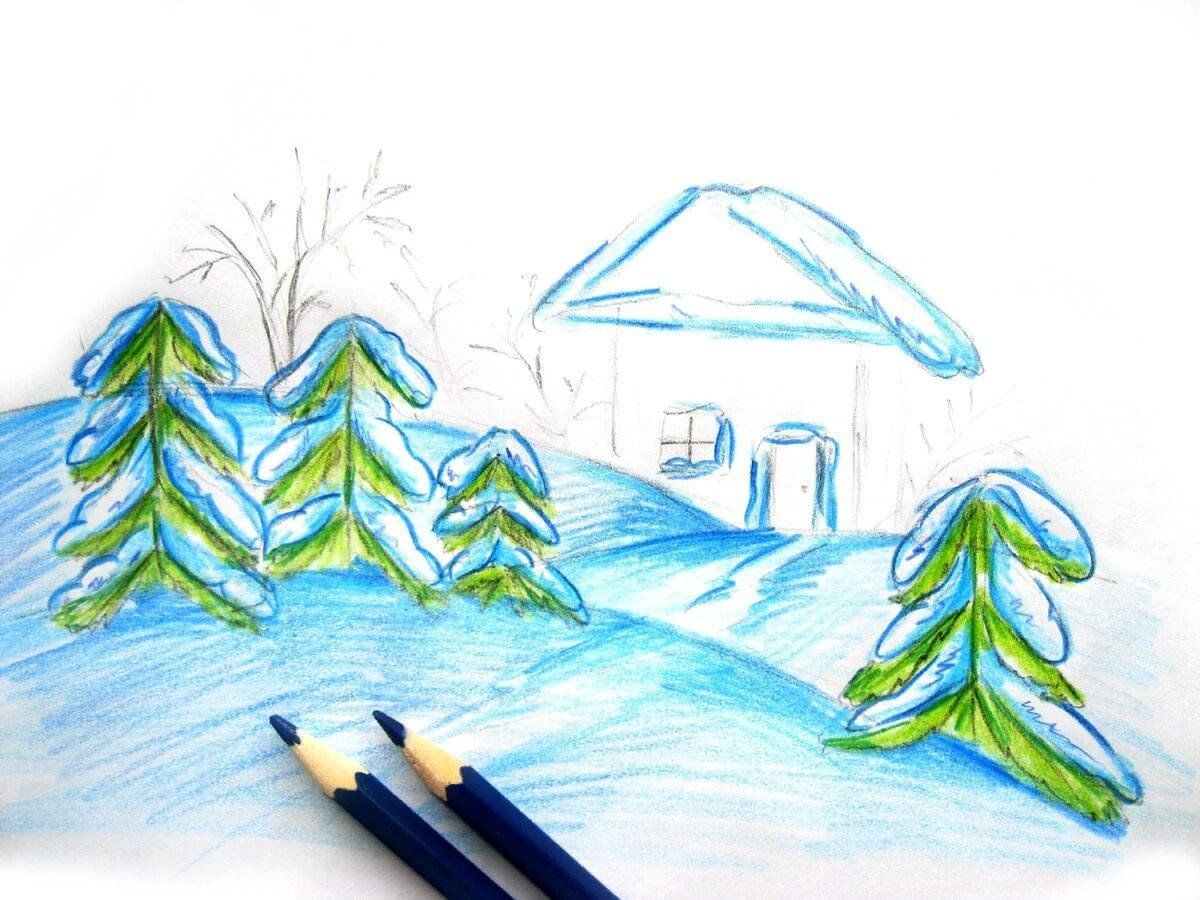 Зимние картинки легко. Зимние рисунки для срисовки. Зимние картинки для срисовки. Зимний рисунок карандашом. Рисунки зимы для срисовки.