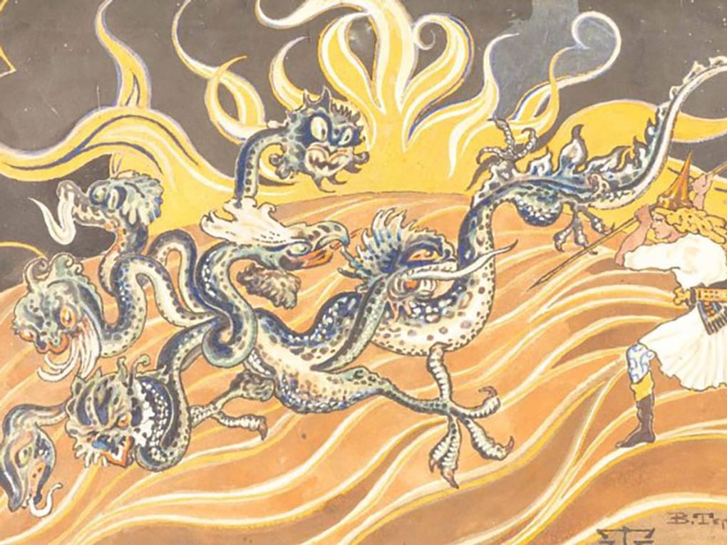 Владимир Теребенев. Бой с драконом (фрагмент). 1921–1925. Вологодский государственный историко-архитектурный и художественный музей-заповедник, Вологда