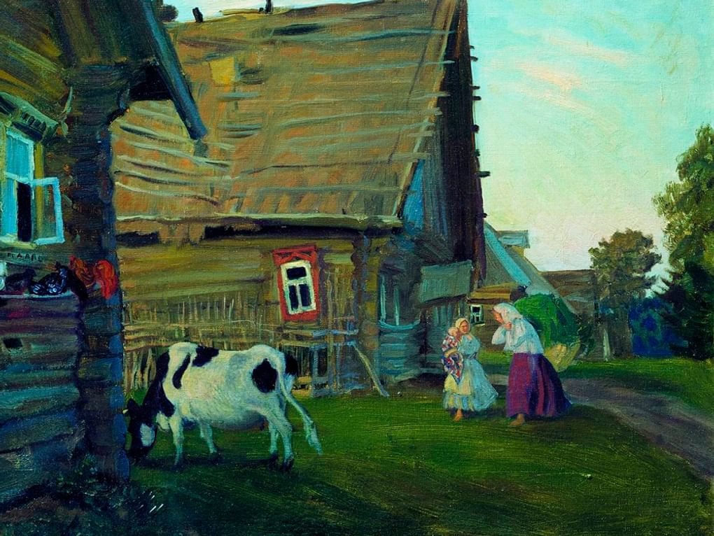 Борис Кустодиев. Изба. Костромская губерния (фрагмент). 1909–1917. Государственный Русский музей, Санкт-Петербург