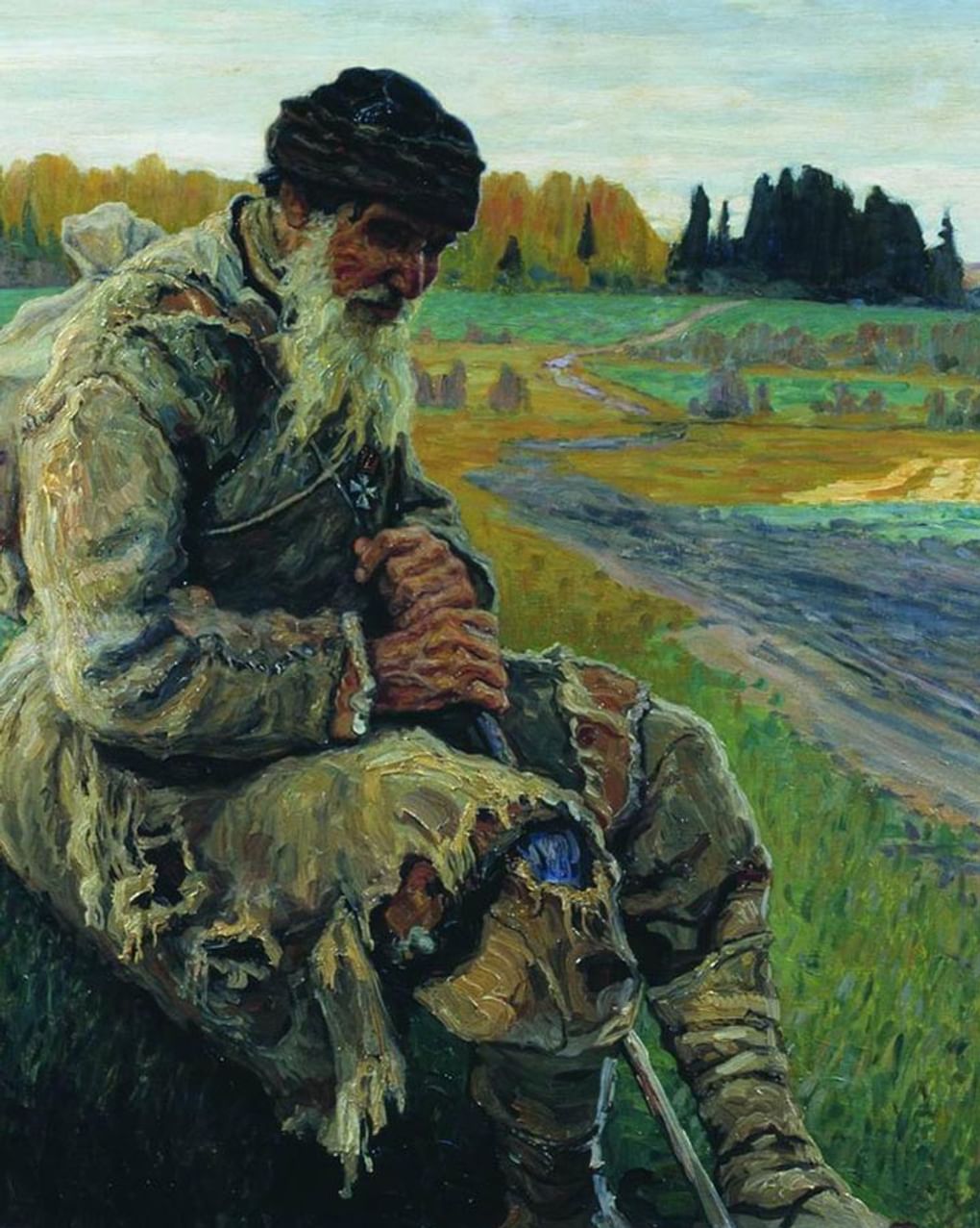 Николай Богданов-Бельский. Крестьянин (фрагмент). Начало XX века. Переславль-Залесский историко-архитектурный и художественный музей-заповедник, Переславль-Залесский, Ярославская область