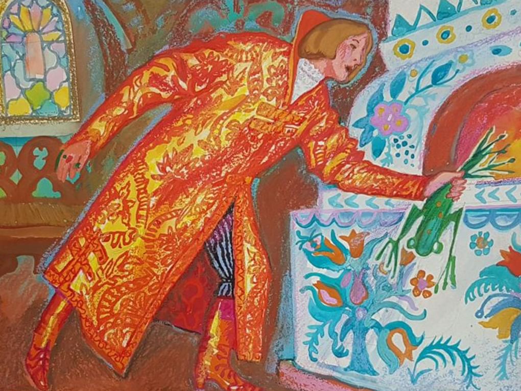 Ирина Большакова. Лягушачья шкурка (фрагмент). Эскиз кадра к макету диафильма «Царевна-лягушка». 1978. Государственный центральный музей кино, Москва