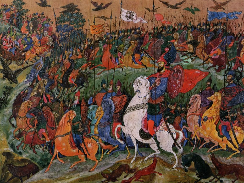 Иван Голиков. Великое сражение (фрагмент). Иллюстрация к книге «Слово о полку Игореве». Москва: издательство «Academia», 1934