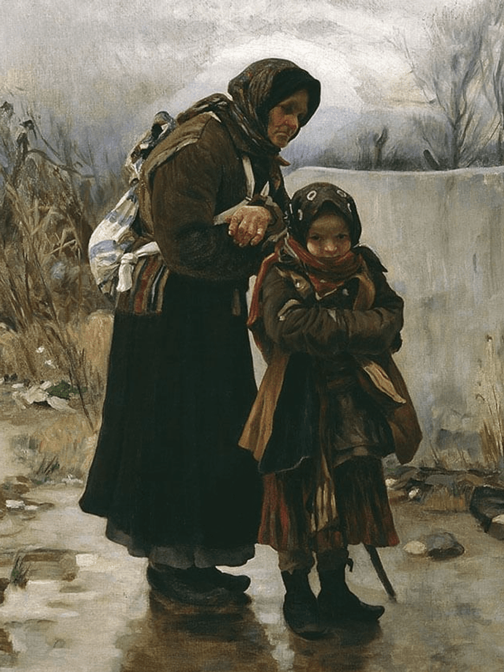 Иван Творожников. Бабушка и внучка (фрагмент). 1891. Самарский областной художественный музей, Самара