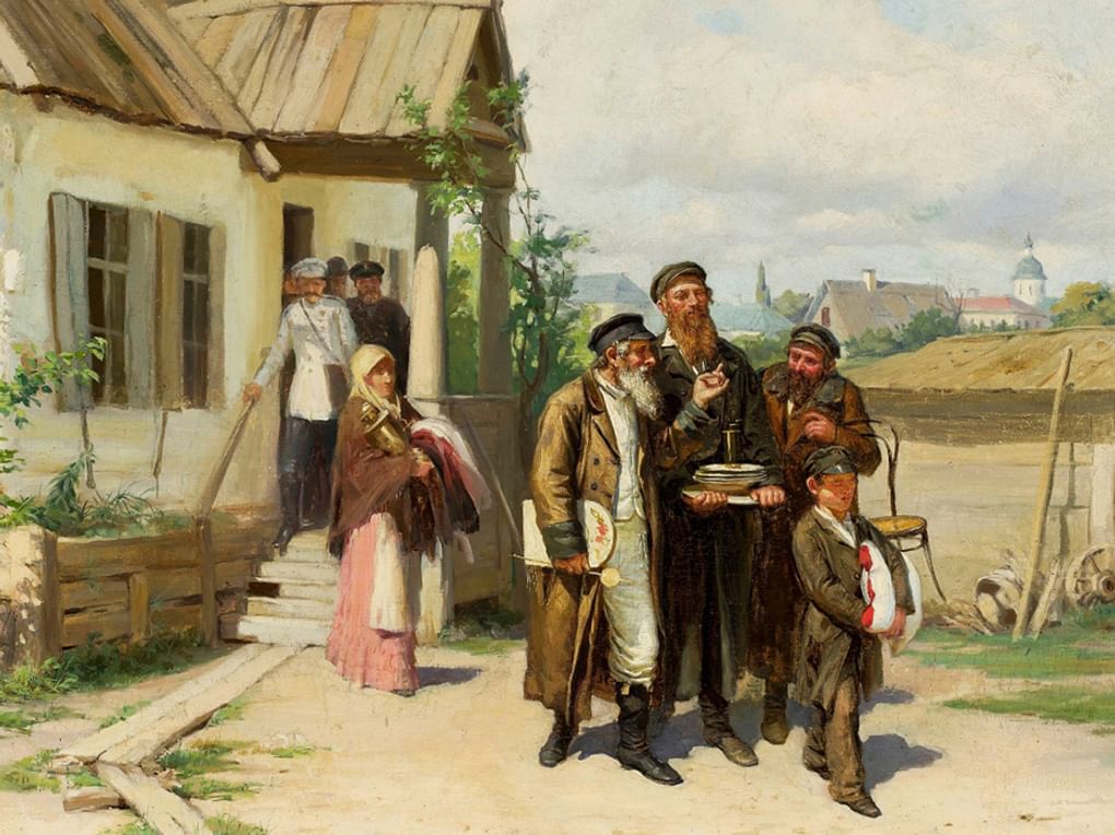 Николай Пимоненко. Евреи несут вещи, купленные на распродаже (фрагмент). 1885. Национальный музей, Варшава, Польша