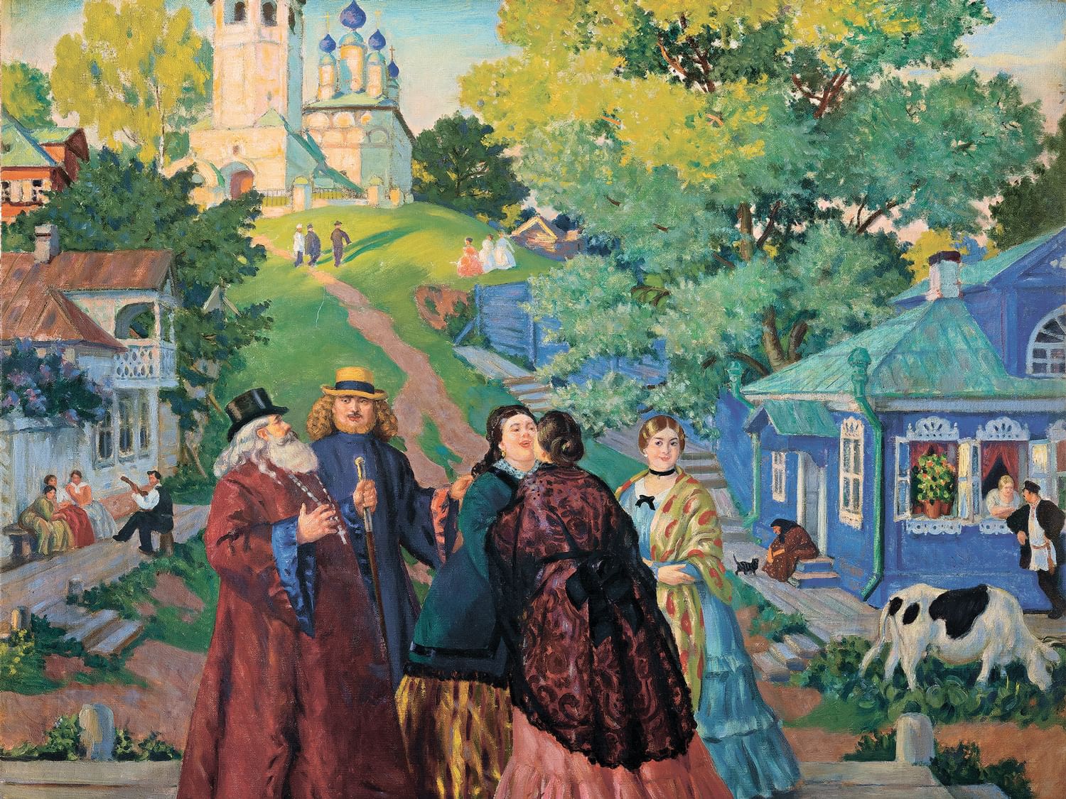 Борис Кустодиев «встреча (Пасхальный день)» , 1917 год