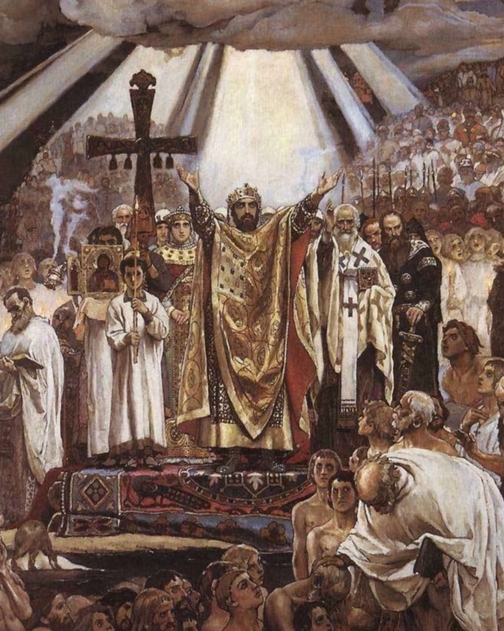 Виктор Васнецов. Крещение Руси (фрагмент). Подготовительная композиция росписи Владимирского собора в Киеве. 1896. Государственная Третьяковская галерея, Москва