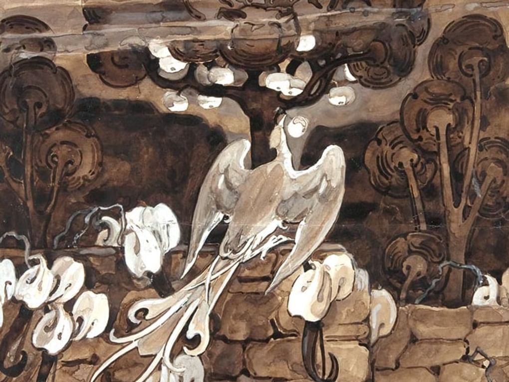 Елена Поленова. Жар-птица (фрагмент). Эскиз иллюстрации для английского журнала The Artist. 1897. Государственный мемориальный историко-художественный и природный музей-заповедник В.Д. Поленова, Страхово, Тульская область