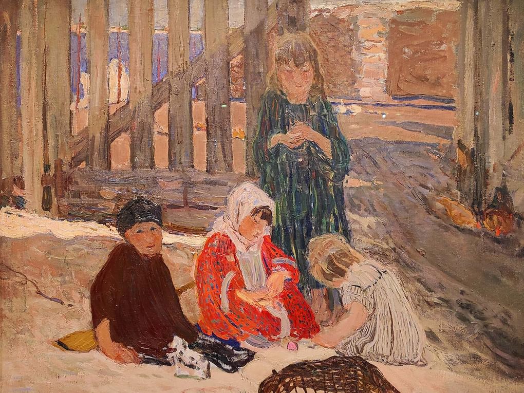 Александр Савинов. Дети, играющие в песке (фрагмент). 1904. Государственная Третьяковская галерея, Москва