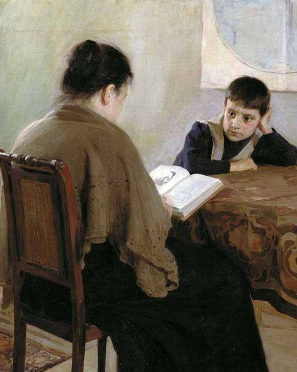 Алексей Корин. За книгой (фрагмент). 1900. Дальневосточный художественный музей, Хабаровск