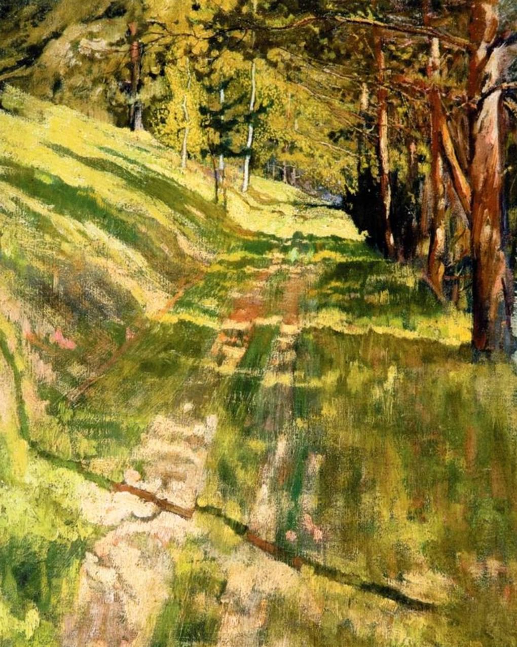 Исаак Бродский. Дорога в лесу (фрагмент). 1907. Днепропетровский художественный музей, Днепр, Украина