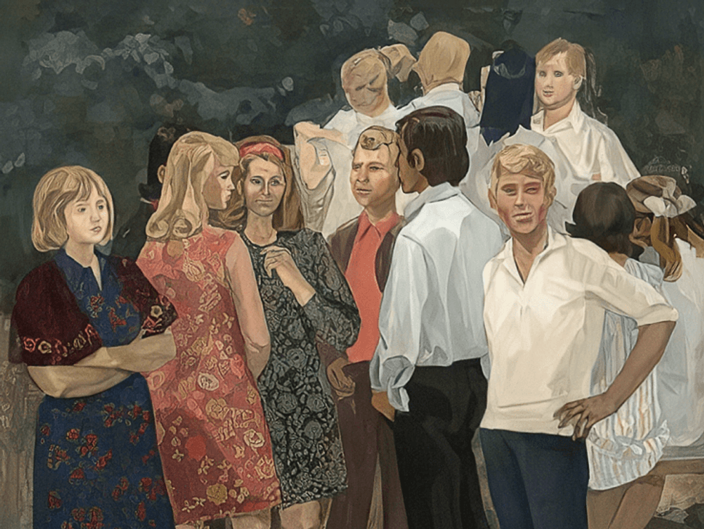 Алексей Жабский. Молодые угличане (фрагмент). 1980-е. Государственный музейно-выставочный центр «РОСИЗО», Москва